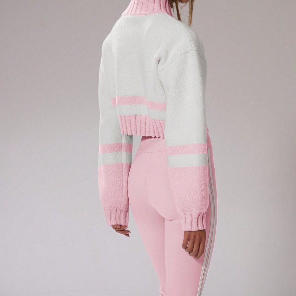 Baby Pink Casual Women's Sport Sweaters - Picture 4 of 6